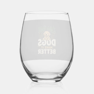 Verre À Vin Sans Pied Chiens drôles rendent mieux
