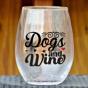 Verre À Vin Sans Pied Chiens et vin Verre impeccable