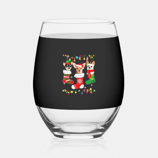 Verre À Vin Sans Pied Chihuahua Christmas Lights Xmas Dog Classic T-Shir (Recto)