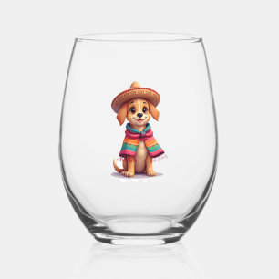 Verre À Vin Sans Pied Chihuahua Mexique Cinco de Mayo Chien Drôle (1