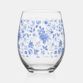 Verre À Vin Sans Pied Chinoiserie moderne tendance en porcelaine bleue e (Recto)