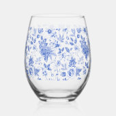 Verre À Vin Sans Pied Chinoiserie moderne tendance en porcelaine bleue e (Verso)