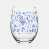 Verre À Vin Sans Pied Chinoiserie moderne tendance en porcelaine bleue e (Gauche)
