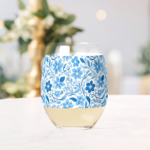 Verre À Vin Sans Pied Chinoiserie moderne tendance en porcelaine bleue e