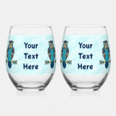Verre À Vin Sans Pied Chouette d'art populaire nordique (Verso)