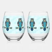 Verre À Vin Sans Pied Chouette d'art populaire nordique (Gauche)
