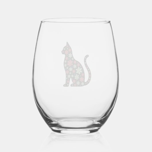 Verre À Vin Sans Pied Christmas Cat T-Shirt (Verso)