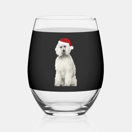 Verre À Vin Sans Pied Christmas Poodle Christmas Tree Dog Puppy Watercol (Recto)