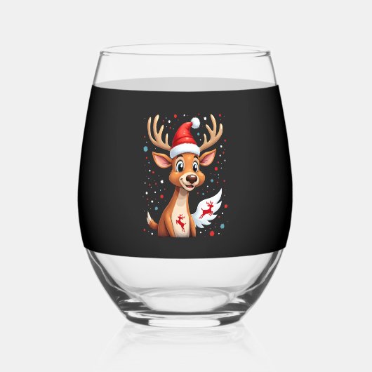 Verre À Vin Sans Pied christmas Reindeer (1) (Recto)