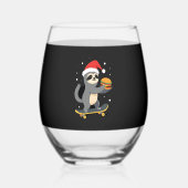 Verre À Vin Sans Pied CHRISTMAS SLOTH Funny Christmas Skateboard Sloth ( (Recto)