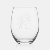 Verre À Vin Sans Pied Chrysanthemum Black Line Drawing with Your Name (Verso)