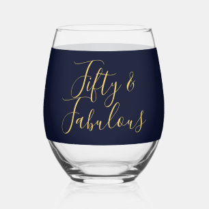 Verre À Vin Sans Pied Cinquante ans et Fabuleux Fête d'anniversaire 50 a