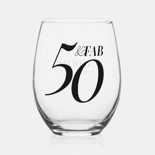 Verre À Vin Sans Pied Cinquante ans et Fantastique Nom Date Fête d'anniv