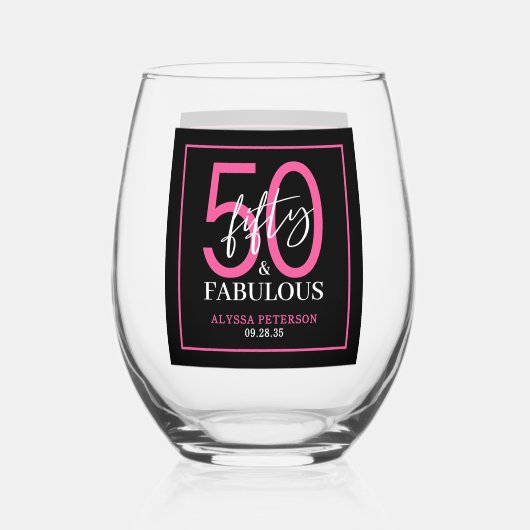 Verre À Vin Sans Pied Cinquante & Fabuleux Script 50e Anniversaire (Recto)