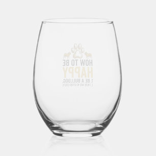 Verre À Vin Sans Pied Citation de bouledogue heureux Gravure vintage Amo