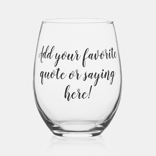Verre À Vin Sans Pied Citation personnalisée indiquant un script (Gauche)