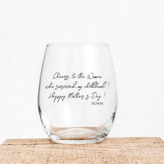 Verre À Vin Sans Pied Citations amusantes Fête des Mères Script Cadeau M