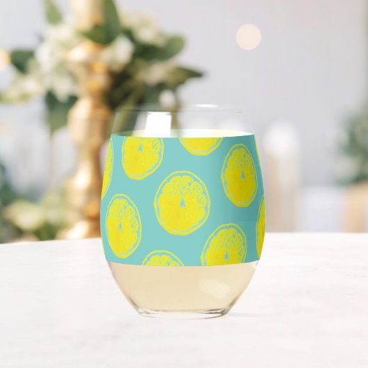 Verre À Vin Sans Pied Citron jaune Turquoise vert amour 4Annie (Insitu (Mariage))