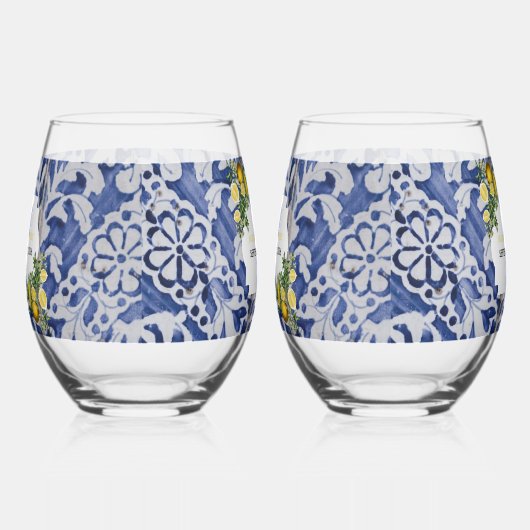 Verre À Vin Sans Pied Citrons méditerranéens Portugais Mariage (Droite)