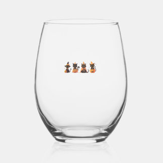 Verre À Vin Sans Pied Citrouille de chat noir