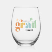 Verre À Vin Sans Pied Classe de 2025 Grad Retro Daisy (Recto)