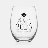 Verre À Vin Sans Pied Classe moderne de 2025 Graduation (Recto)