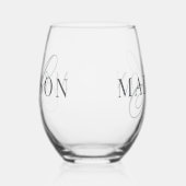 Verre À Vin Sans Pied Classic Élégant Script Monogramme Nom initial (Gauche)