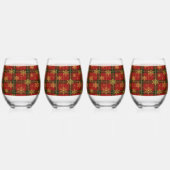 Verre À Vin Sans Pied Classic Red Tartan with Golden Snowflakes (Dos)