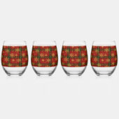 Verre À Vin Sans Pied Classic Red Tartan with Golden Snowflakes (Gauche)