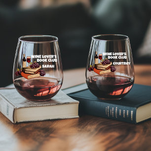 Verre À Vin Sans Pied Club du livre Wine Lover avec des noms personnalis