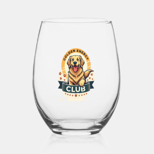 Verre À Vin Sans Pied Club Énergie Dorée Golden Retriever Vintage Amoure