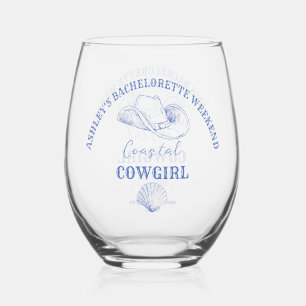 Verre À Vin Sans Pied Coastal cowgirl bachelorette fête de faveur cadeau