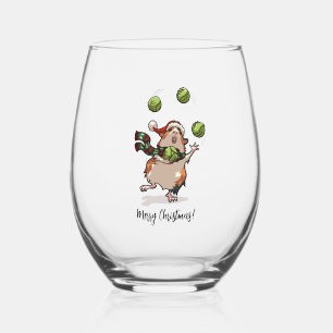 Verre À Vin Sans Pied Cochon d'Inde drôle Joyeux Noël ! Jonglage Dessin 