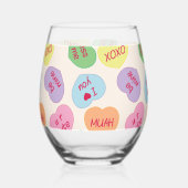 Verre À Vin Sans Pied Coeur Coloré Motif Valentine (Gauche)