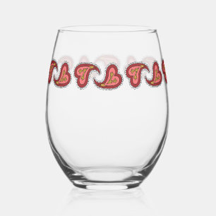 Verre À Vin Sans Pied Cœur Paisley