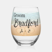Verre À Vin Sans Pied Coeurs de mariage Groom Beach personnalisés dans l (Verso)