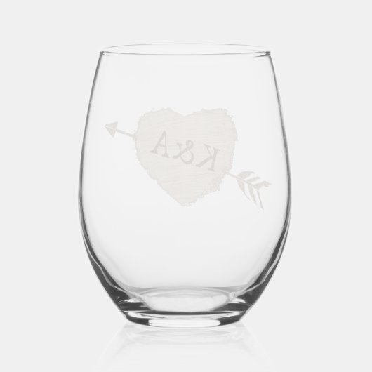 Verre À Vin Sans Pied Collection de Mariages d'arbre cardiaque sculpté (Verso)