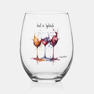 Verre À Vin Sans Pied Coloré juste un peu de vin Aquarelle Nom