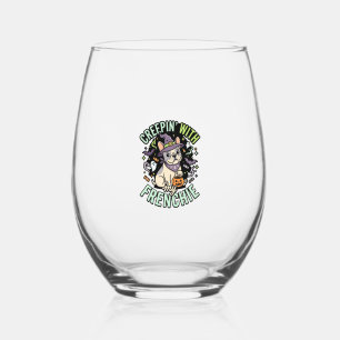 Verre À Vin Sans Pied Compagnon effrayant Bouledogue Français Halloween