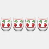 Verre À Vin Sans Pied Conception Cerise Rouge (Gauche)