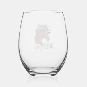 Verre À Vin Sans Pied Conception de chemise à chapeau floral de cheval D