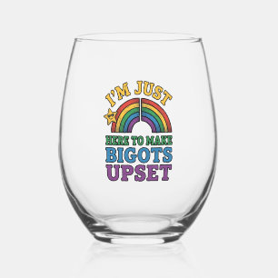 Verre À Vin Sans Pied Conception de chemise arc-en-ciel de fierté vintag