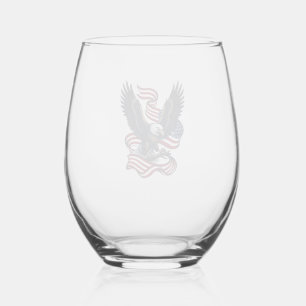 Verre À Vin Sans Pied Conception de chemise vectorielle aigle patriotiqu