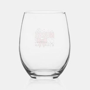 Verre À Vin Sans Pied Conception de chemise vectorielle Cute Nurse Bow H