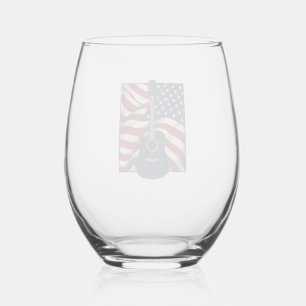 Verre À Vin Sans Pied Conception de chemise vectorielle drapeau patrioti