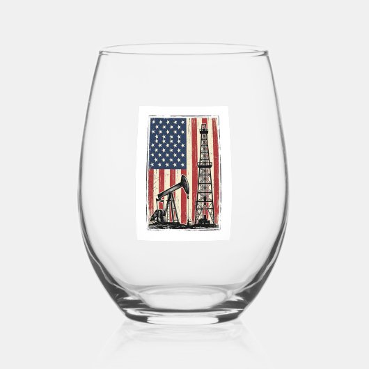 Verre À Vin Sans Pied Conception de chemise vectorielle du drapeau améri (Recto)
