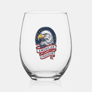 Verre À Vin Sans Pied Conception de chemise vectorielle ruban patriotiqu