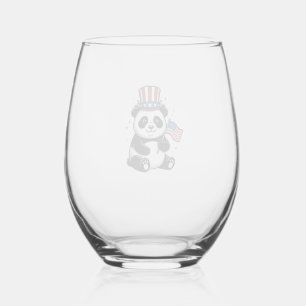 Verre À Vin Sans Pied Conception de chemise vintage patriotique Panda Fl