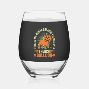 Verre À Vin Sans Pied Conception de costume humain drôle de bouledogue f
