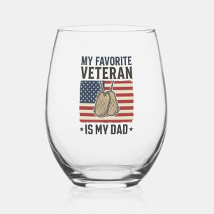 Verre À Vin Sans Pied Conception de médailles patriotiques pour papa vét